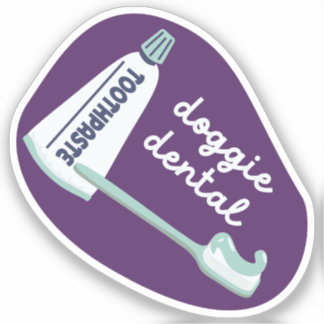 Adesivo Lembrete de "Doggie Dental" para cães rosa e aqua