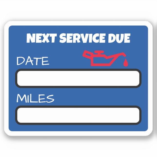 Adesivo Lembrete personalizável de mudança de óleo em grão (Frente)