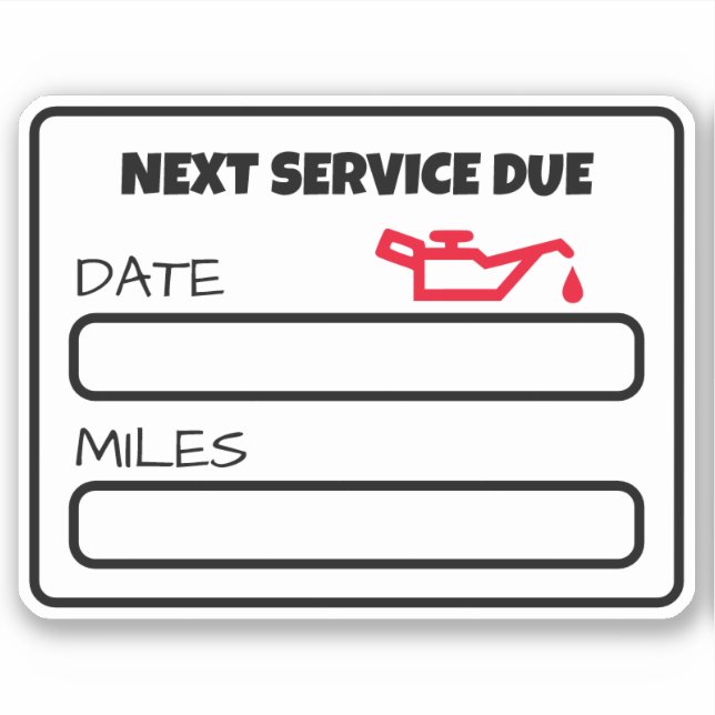 Adesivo Lembrete personalizável de mudança de óleo em grão (Frente)