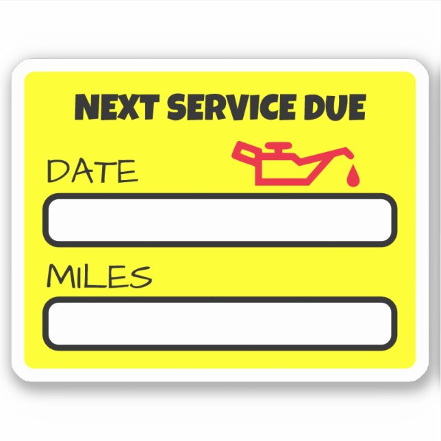 Adesivo Lembrete personalizável de mudança de óleo em grão (Frente)