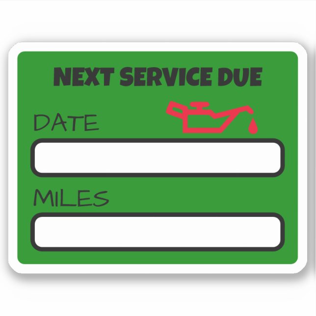 Adesivo Lembrete personalizável de mudança de óleo em grão (Frente)