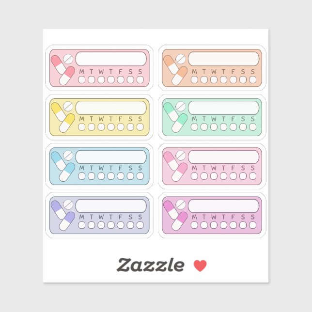 Adesivo Lembrete Semanal do Rastreador de Medicamentos Vit (Folha)