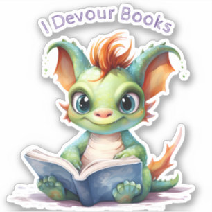 Adesivo *~* Lendo Dragão Bebê - EU DEVRO LIVROS AP88