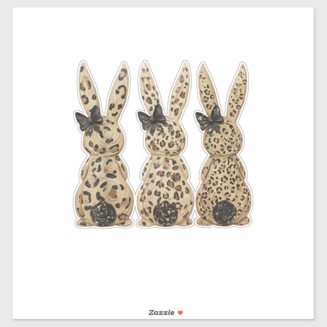 Adesivo Leopard Cute Bunny Bow Funny Christian Easter Day  (Folha)