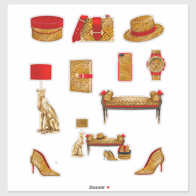 Adesivo Leopardo Imprime Decremente Mulher de Alta Moda Pl (Folha)