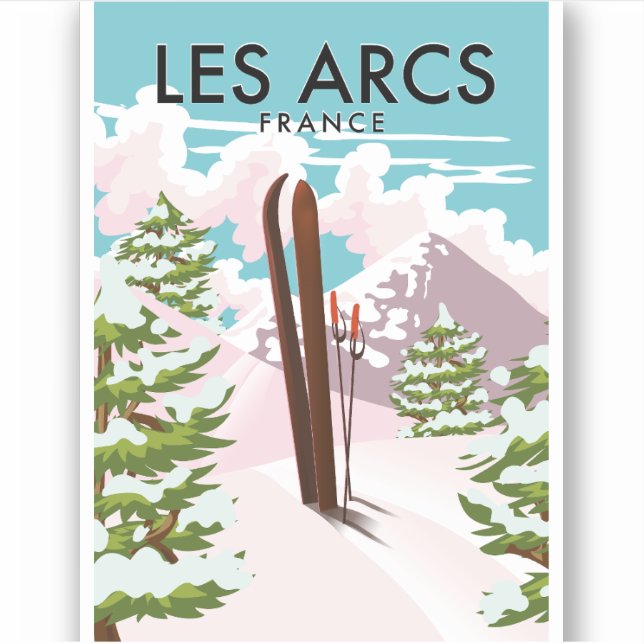 Adesivo Les Arcs France viagem ski (Frente)