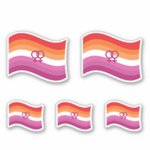 Adesivo Lésbica Sunset Love Pride Wavy Flag
