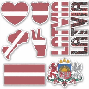 Adesivo Letônia Incrível Forma Símbolos Nacionais