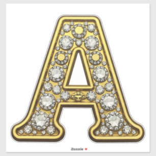 Adesivo Letra A Dourada Encrustada Com Diamantes Joias
