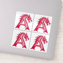 Letra A Estilizada com Dragão, Alfabeto de Dragão,