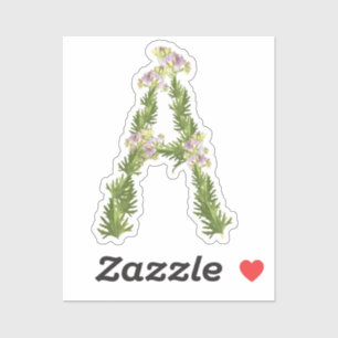 Adesivo Letra A - Natureza A Monograma Nome com flores