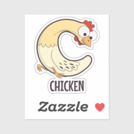 Adesivo Letra alfabética animal - C (frango)