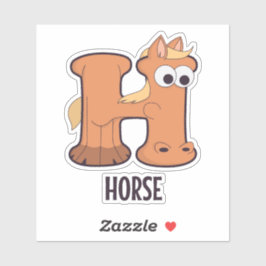 Adesivo Letra alfabética animal - H (cavalo)