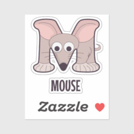 Adesivo Letra alfabética animal - M (Rato)