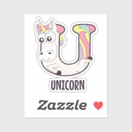 Adesivo Letra alfabética animal - U (Unicórnio)