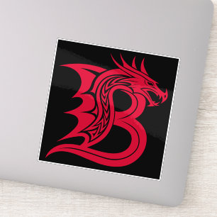 Adesivo Letra B Estilizada com Dragão, Alfabeto de Dragão,