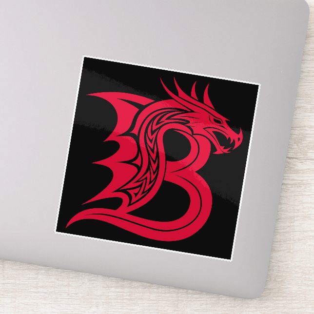 Adesivo Letra B Estilizada com Dragão, Alfabeto de Dragão, (Detalhe)