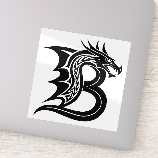 Adesivo Letra B Estilizada com Dragão, Alfabeto de Dragão, (Detalhe)