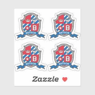 Adesivo Letra B nome personalizado Bryson wolf dog knights