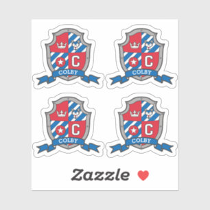 Adesivo Letra C nome personalizado Colby wolf dog knights