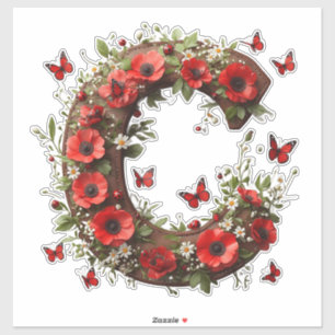 Adesivo 🐞 Letra C Para Artesanato Floral Personalizado 🌺