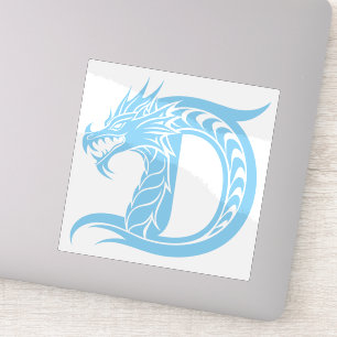 Adesivo Letra D Estilizada com Dragão, Alfabeto de Dragão,