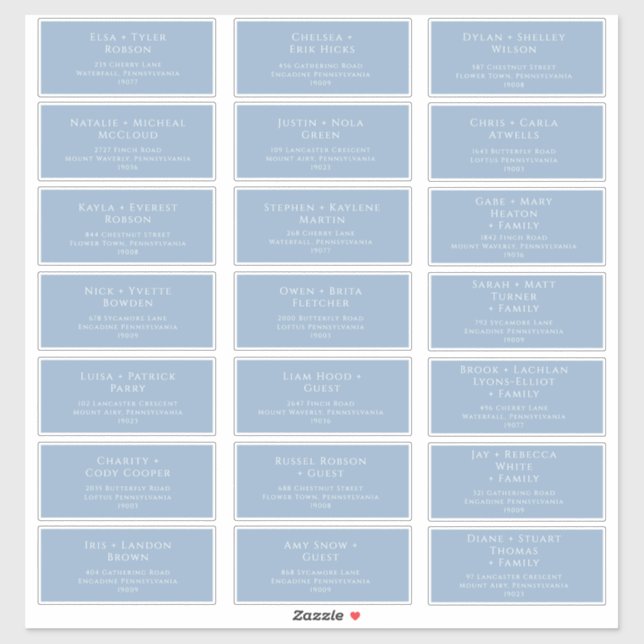 Adesivo Letra de Endereço de Convidado Blue Wedding com Sc (Folha)