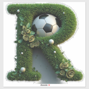 Adesivo Letra de Grama Moldada com Bolas de Futebol