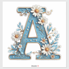 Adesivo Letra Decorativa A Com Esmalte Azul