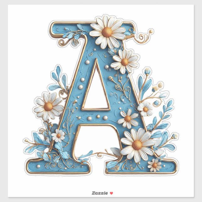 Adesivo Letra Decorativa A Com Esmalte Azul (Folha)