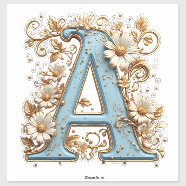 Adesivo Letra Decorativa A Com Esmalte Azul (Folha)