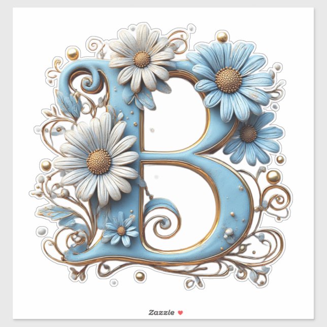 Adesivo Letra Decorativa B Com Esmalte Azul (Folha)