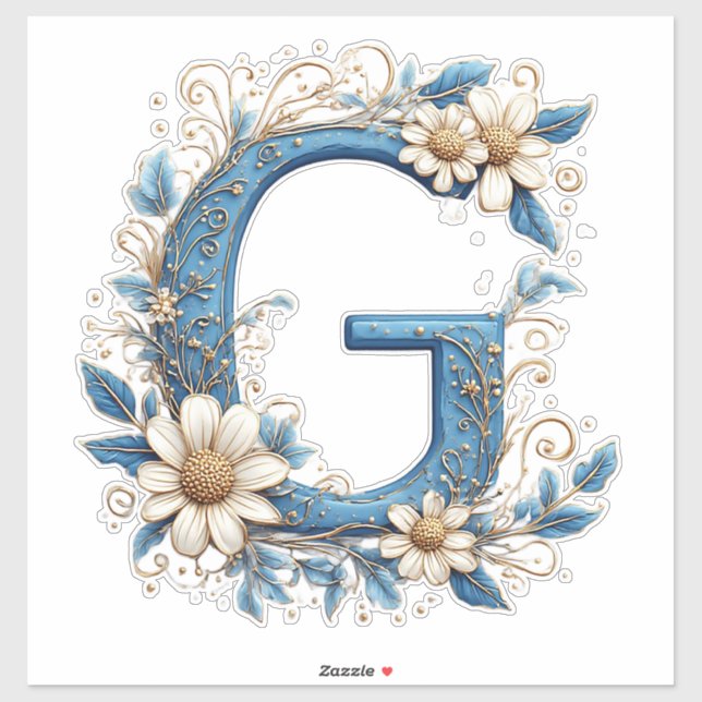 Adesivo Letra Decorativa G Com Esmalte Azul (Folha)