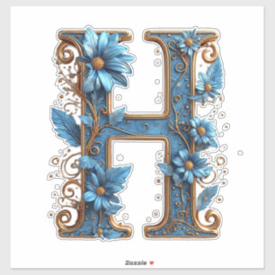 Adesivo Letra Decorativa H Com Esmalte Azul