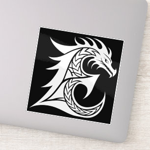 Adesivo Letra E Estilizada com Dragão, Alfabeto de Dragão,