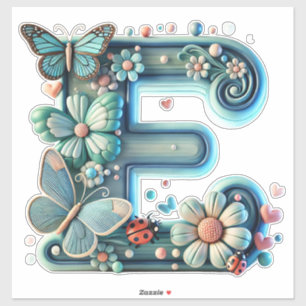 Adesivo Letra E Floral Elegante com Borboletas