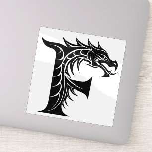 Adesivo Letra F Estilizada com Dragão, Alfabeto de Dragão,