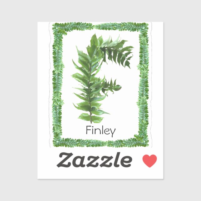 Adesivo Letra F Monograma Inicial Fern Verde (Folha)