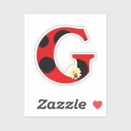 Adesivo Letra G Ladybug Impressão com Ladybug e Flor