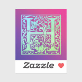 Adesivo Letra H Colorida Vintage - Primeira Letra Gradient