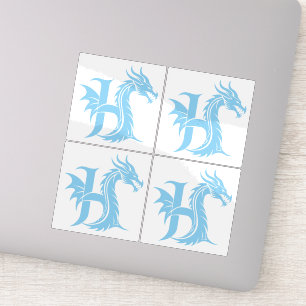 Adesivo Letra H Estilizada com Dragão, Alfabeto de Dragão,