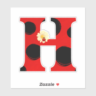 Adesivo Letra H Ladybug Impressão com Ladybug e Flor