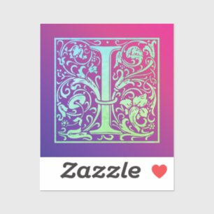 Adesivo Letra I Colorida Vintage - Primeira Letra Gradient