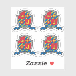 Adesivo Letra inicial J nome personalizado escudo da crist