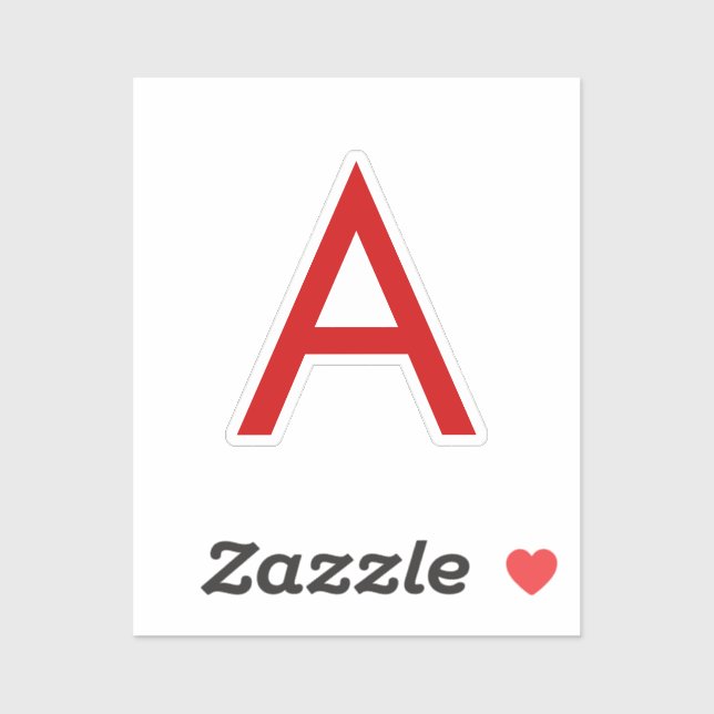 Adesivo Letra inicial simples, vermelha branca, monograma (Folha)