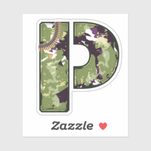 Adesivo Letra P com Textura de Camuflagem Militar