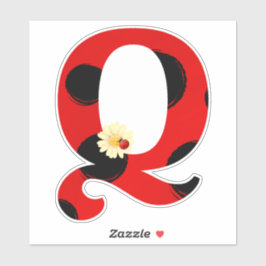 Adesivo Letra Q Impressão Ladybug com Ladybug e Flor