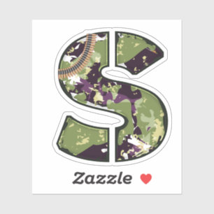 Adesivo Letra S com Textura de Camuflagem Militar