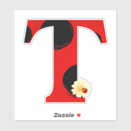 Adesivo Letra S Ladybug Impressão com Ladybug e Flor