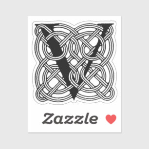 Adesivo Letra V Vintage Celtic Knot Monograma